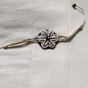 hemp rope cowrie bead shell flower tie bracelet